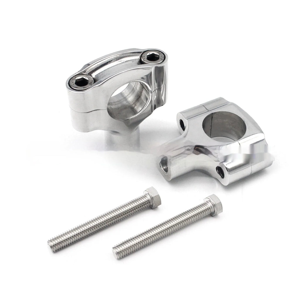 Silver aluminium universal motorcycle handle vertical plate set with 1 inch hole and 10mm bolt