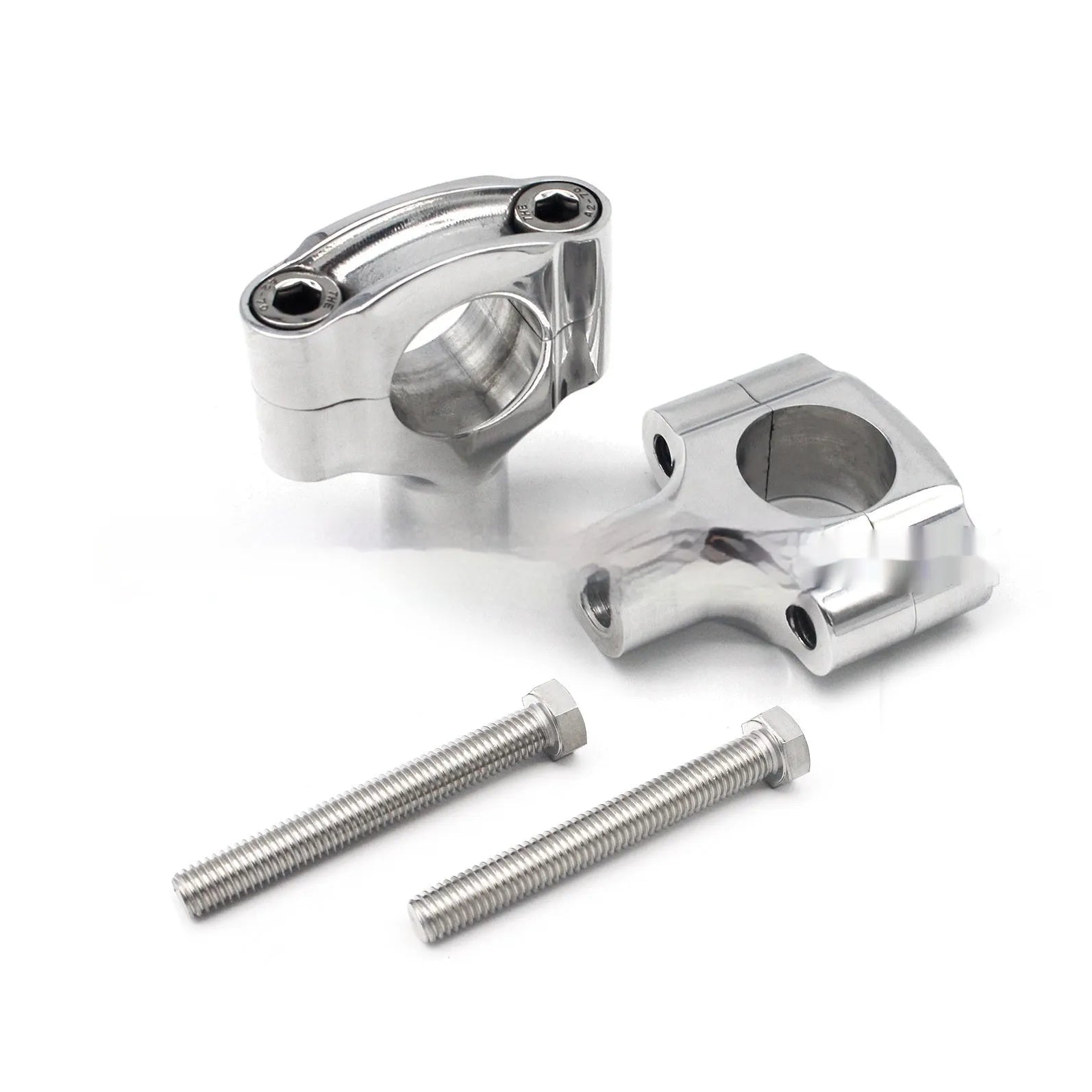 Silver aluminium universal motorcycle handle vertical plate set with 1 inch hole and 10mm bolt