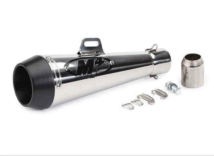 Universal M4 style motorcycle exhaust pipe in various colour options for large displacement bikes.
