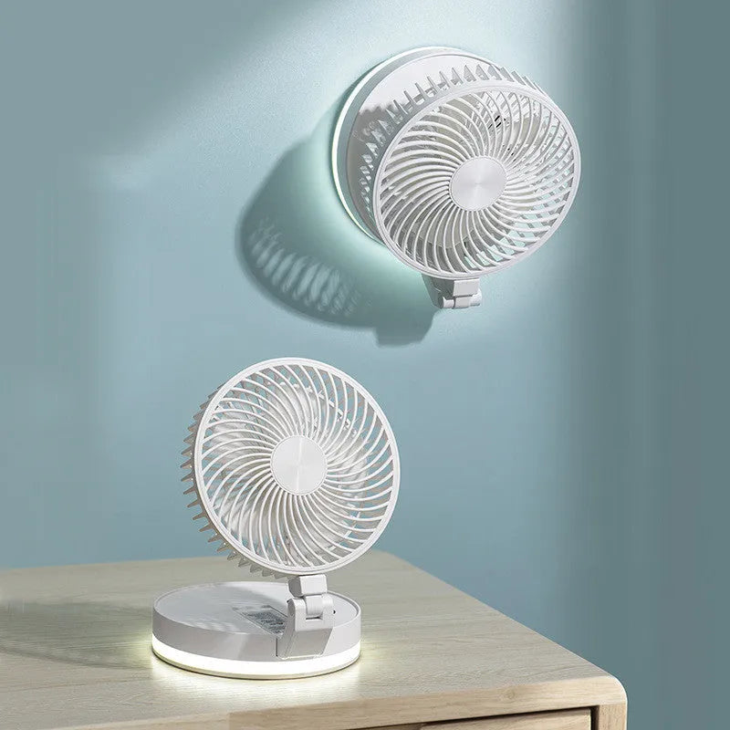 White household folding USB rechargeable fan with 7 blades and remote control