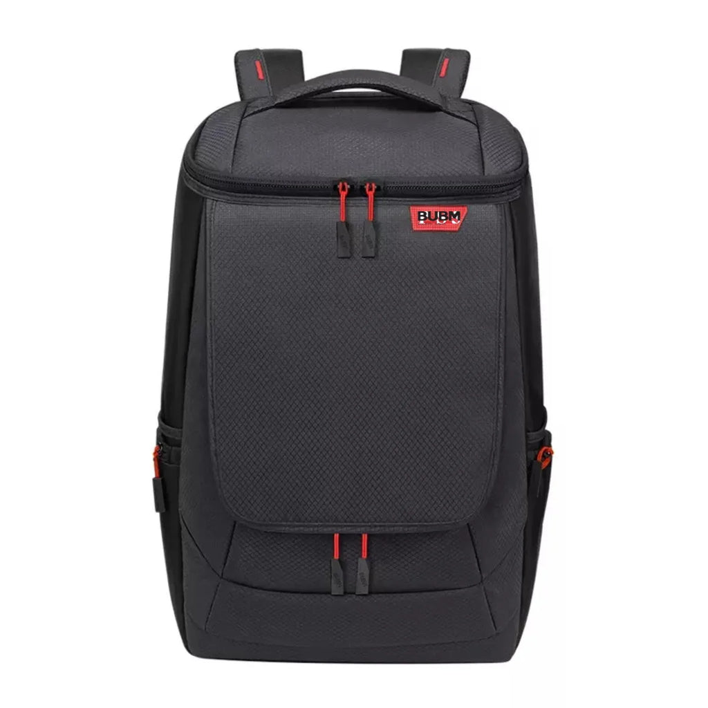Black nylon game console storage bag for PS5 and console kits, 49 x 33 x 24cm, sewn construction, one bag.