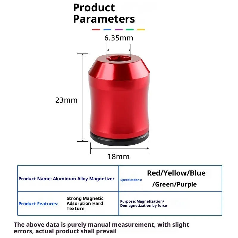 Hexagonal handle magnetizing apparatus in blue, alloy construction, with magnetic ring for screwdriver bits