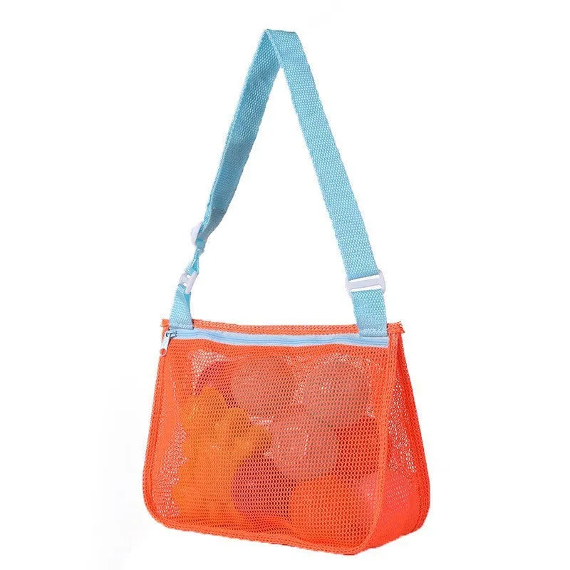 Blue nylon mesh children's travel storage bag with sealing function, 20x25x8 cm dimensions