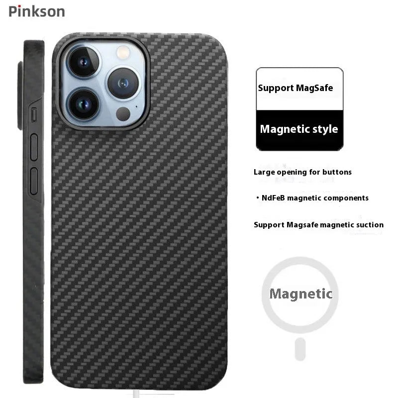 Ultra-thin frosted aramid fibre phone case for iPhone 12 series in black, red and agate styles