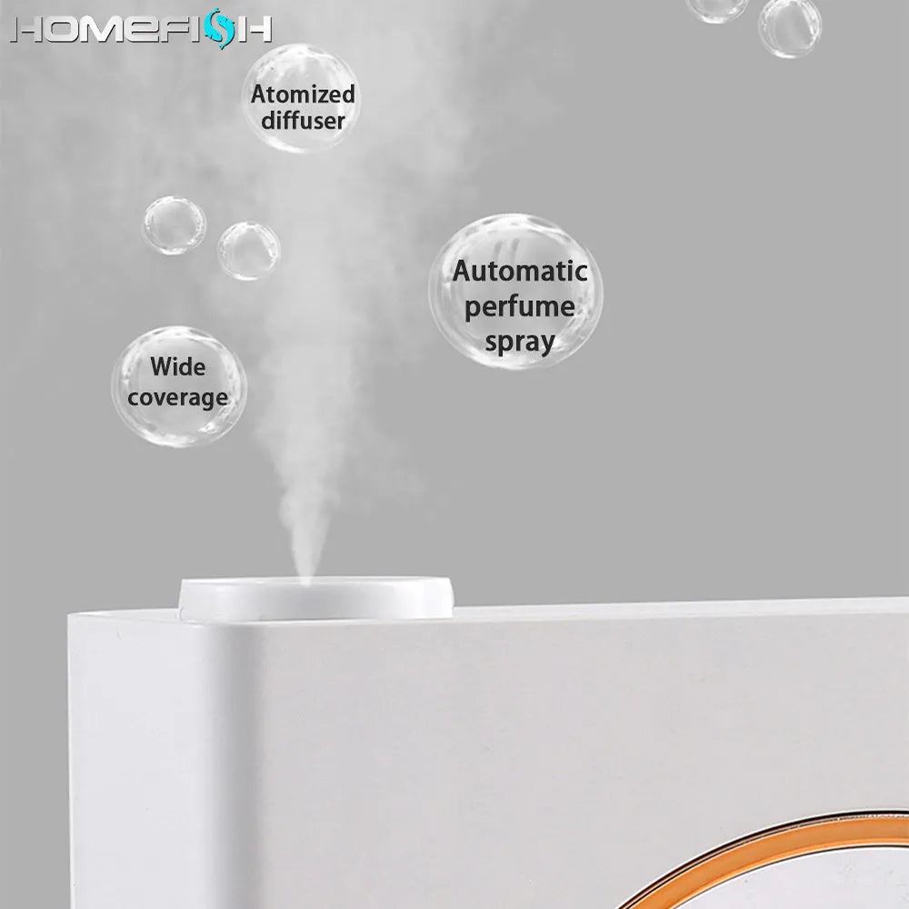 Small white wall mounted automatic aromatherapy machine with USB charging port.
