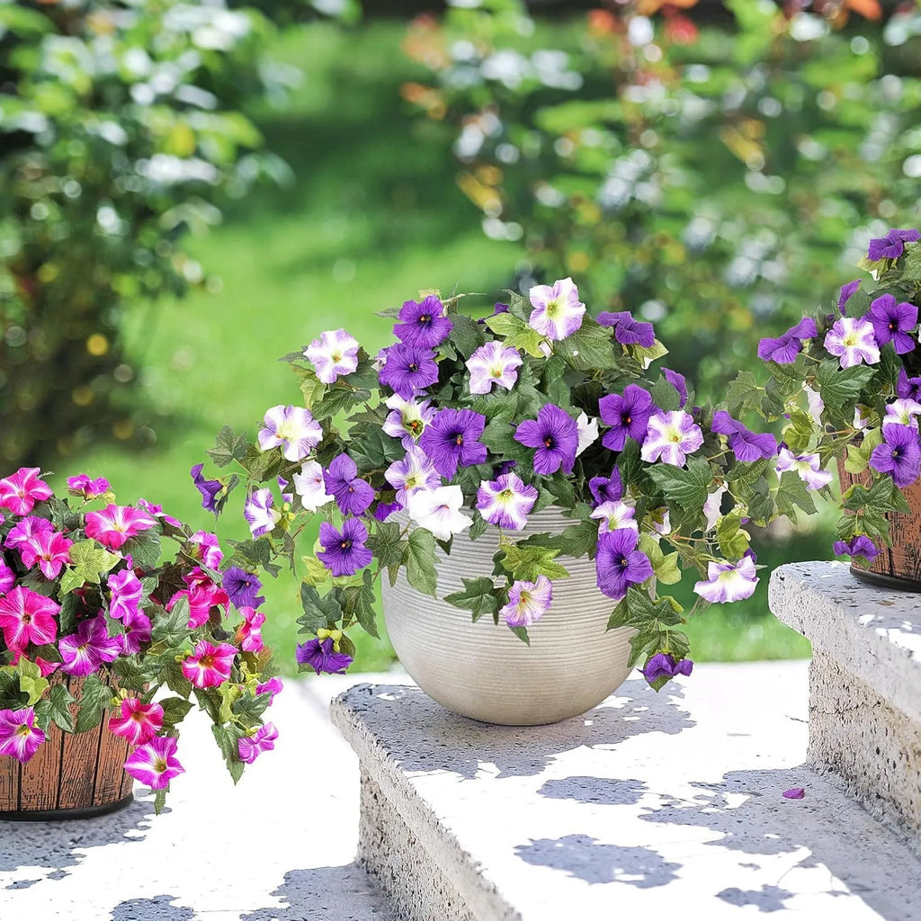 Plastic European courtyard garden flower container with 12-fork design in rose colour