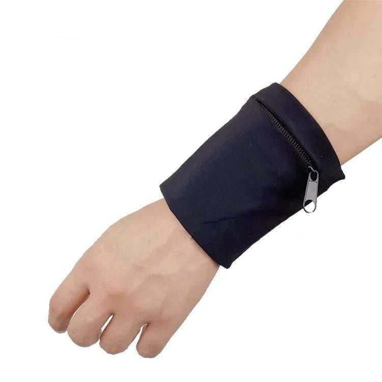 A compact wrist armband sleeve wallet for a mobile phone, shown with dimensions of 10 by 10.5 centimetres.