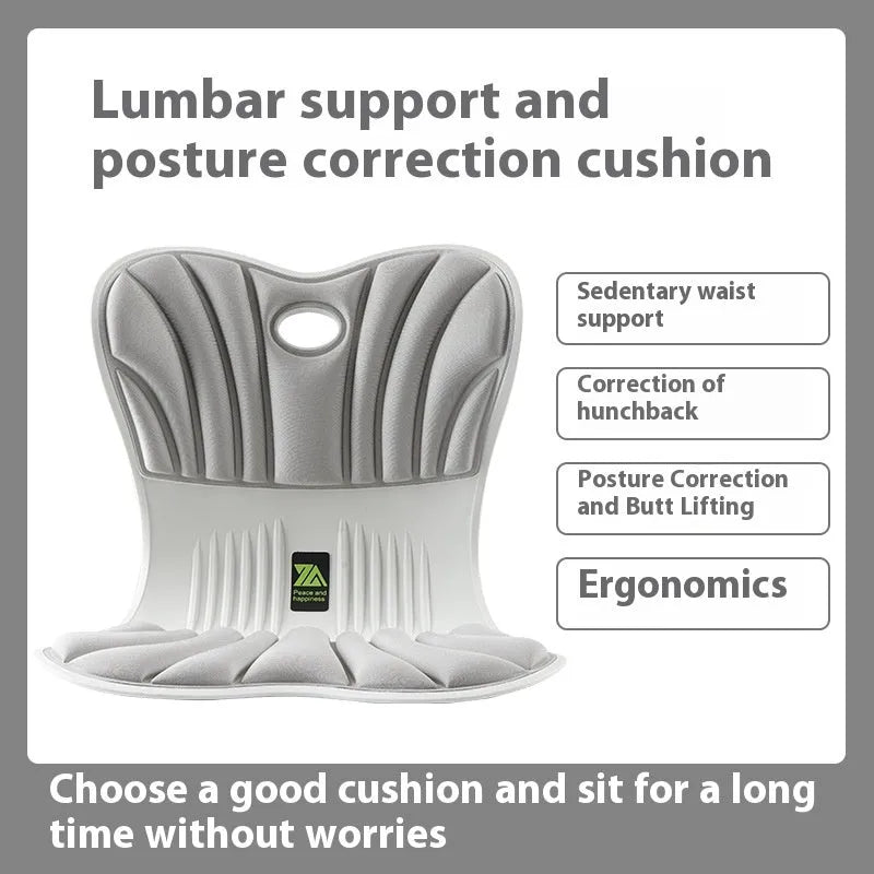 Ergonomic waist support and posture correction seat cushion in grey colour
