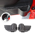 Pair of black aluminium alloy car interior storage boxes with net pocket design