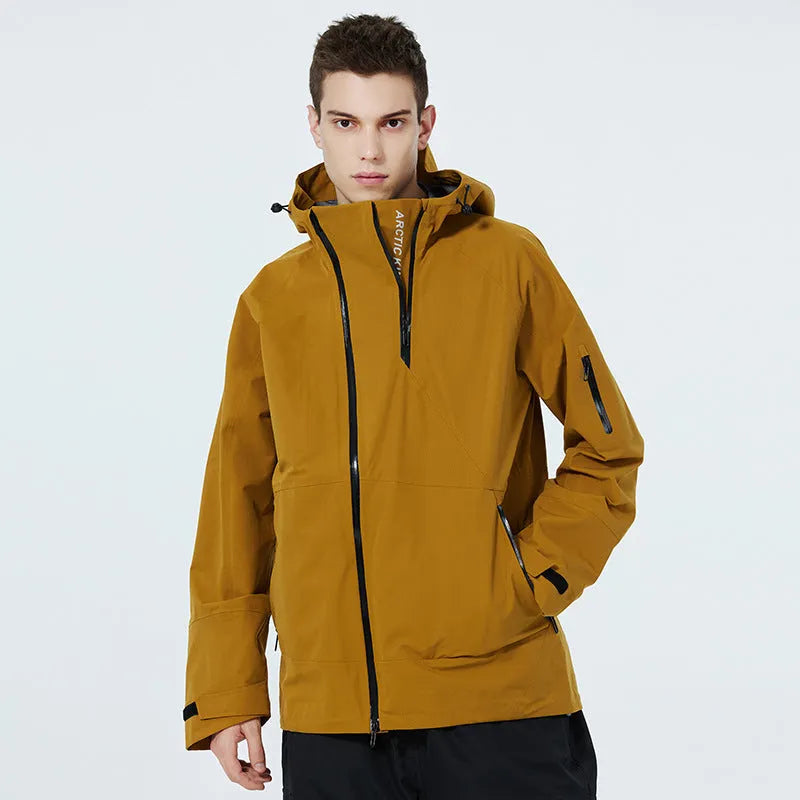 Unisex thin double plate ski suit in yellow, black, grey or liner colour for winter sports.
