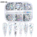 Gold and silver laser irregular nail glitter sequins in 8g box for nail art decoration