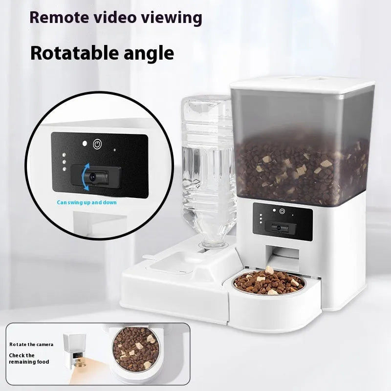 Stainless steel single bowl pet intelligent feeder with 5L capacity and multiple control model options
