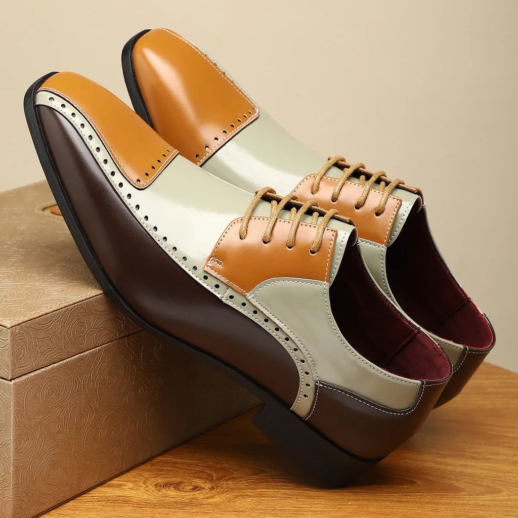 Men's black low-top leather shoes with artificial PU upper and leather toe cap