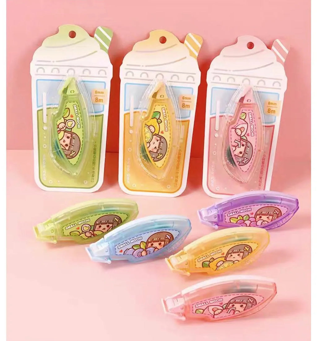 Dotting glue adhesive stationery in peach juice, lemon juice, blueberry juice, butter juice and grape juice colours