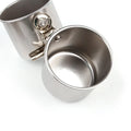 Stainless steel outdoor bird feeder in natural metallic finish, shown in three size options.