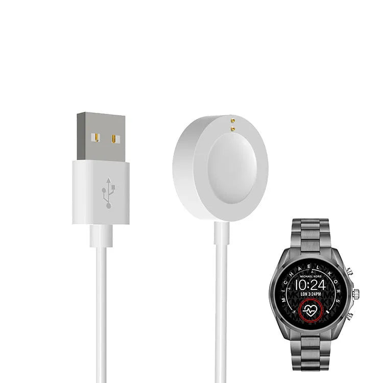 ABS smart watch charging cable 8cm compatible with Michael Kors, black colour on white background