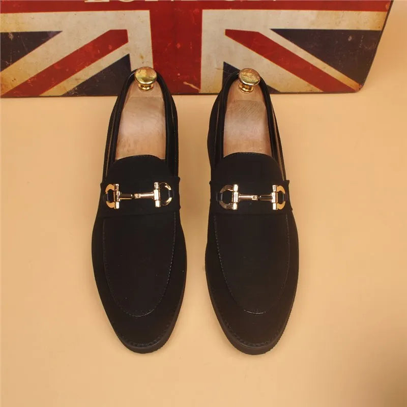 Men's casual pointed toe shoes in black or brown with artificial PU upper and composite sole