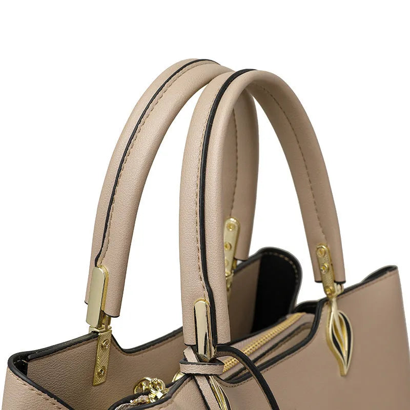 Women's PU leather messenger bag with multi-layer compartments in urban simplicity style