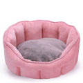 Grey plush cat kennel mat with a removable fabric house, an overhead hammock, and a base for a litter tray.