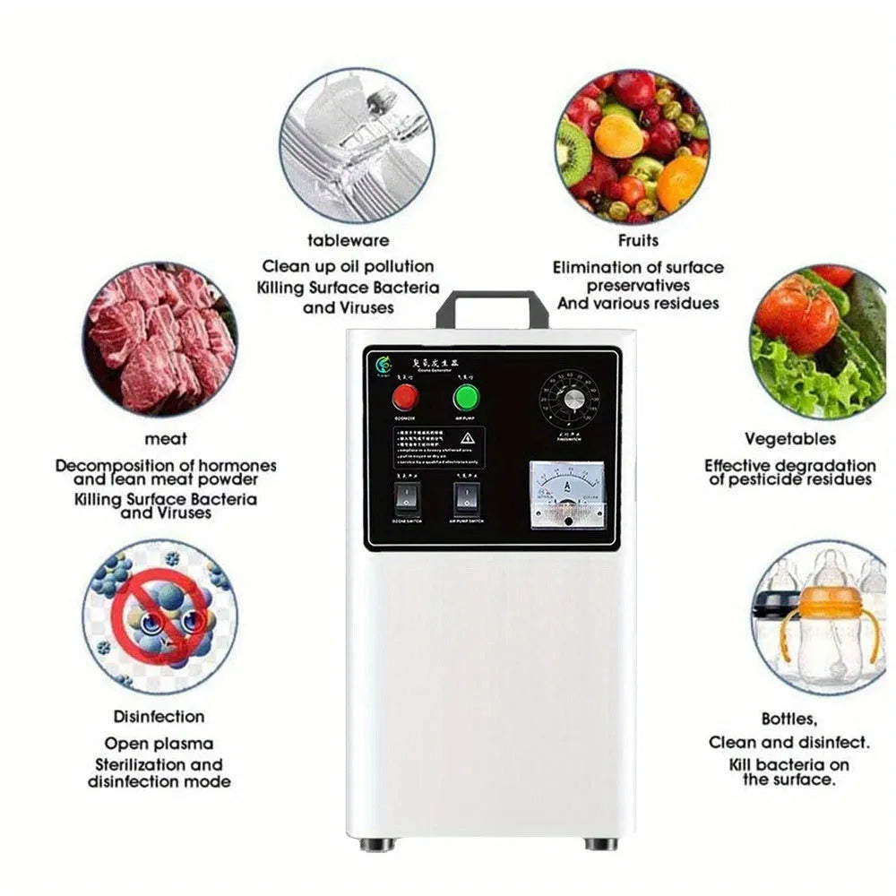 Stainless steel and white ozone generator machine for fruit and vegetable treatment