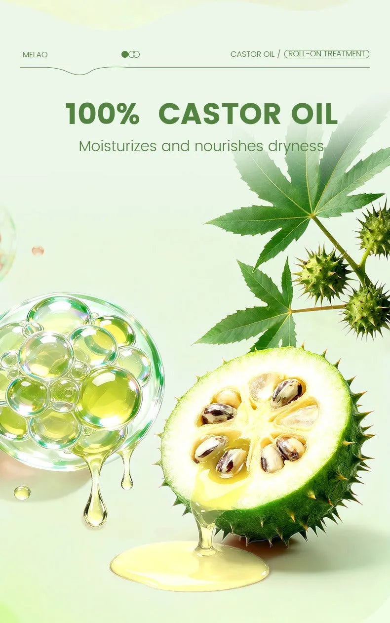 10ml castor oil roll-on essential oil with roll-on applicator for hair growth and scalp nourishment