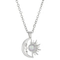 Alloy sun moon geometric pendant necklace on adjustable chain, gold electroplated finish