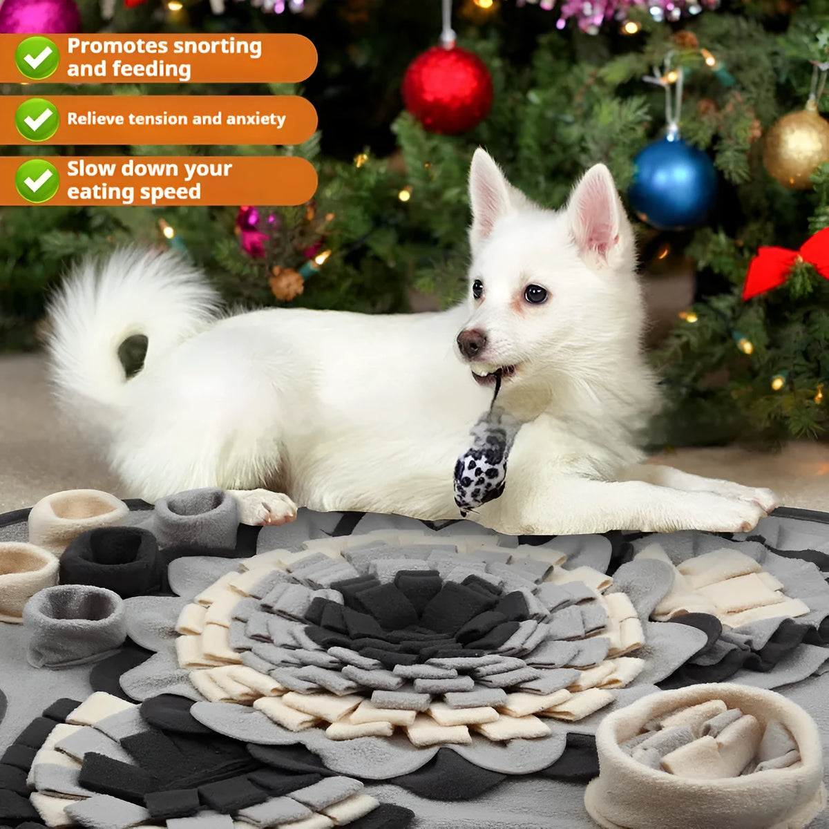 Flower Gray Series plush sniffing mat slow food toy pet chew pad in gray four-corner Star or gray five-corner
