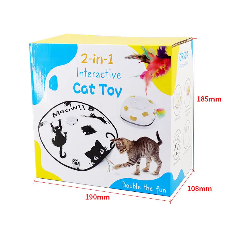 Plastic self-moving cat teaser toy measuring 19.8 x 11.5 x 19.5 cm in picture colour
