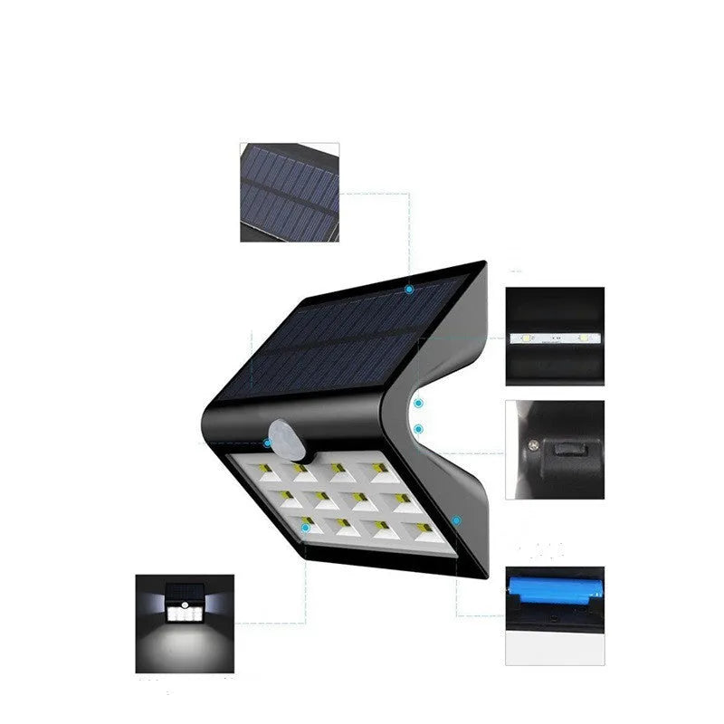 A compact, rectangular solar-powered yard light for outdoor garden or wall mounting.