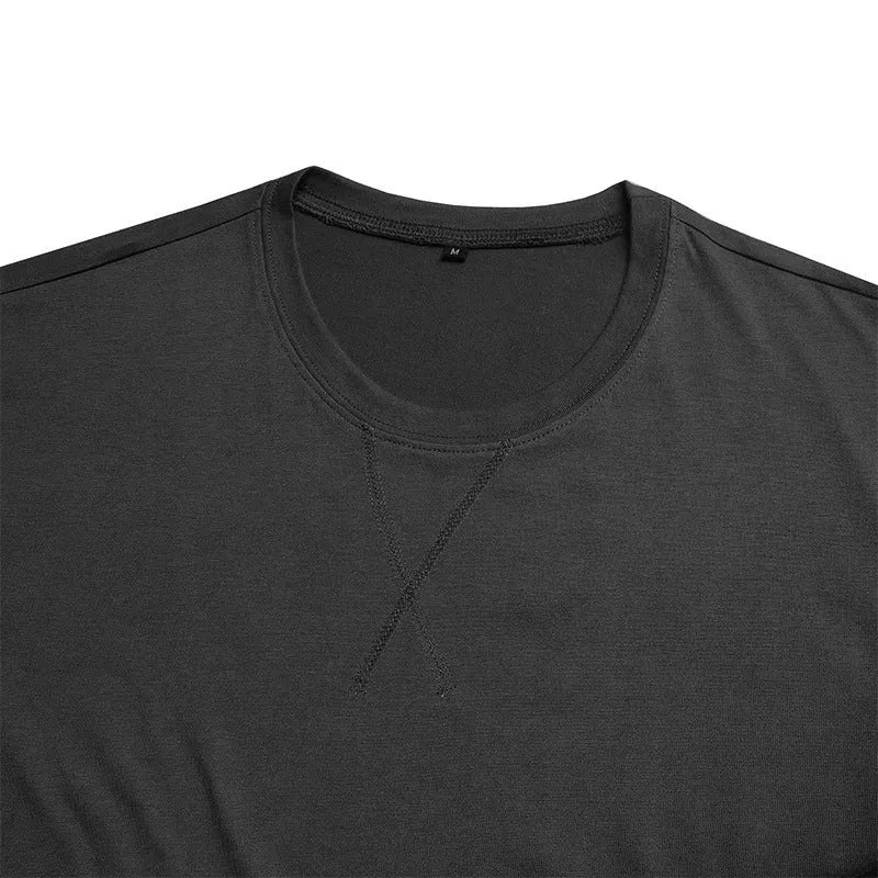 Men's slim fit cotton short-sleeved T-shirt in Hip Hop style, shown in multiple colour options.
