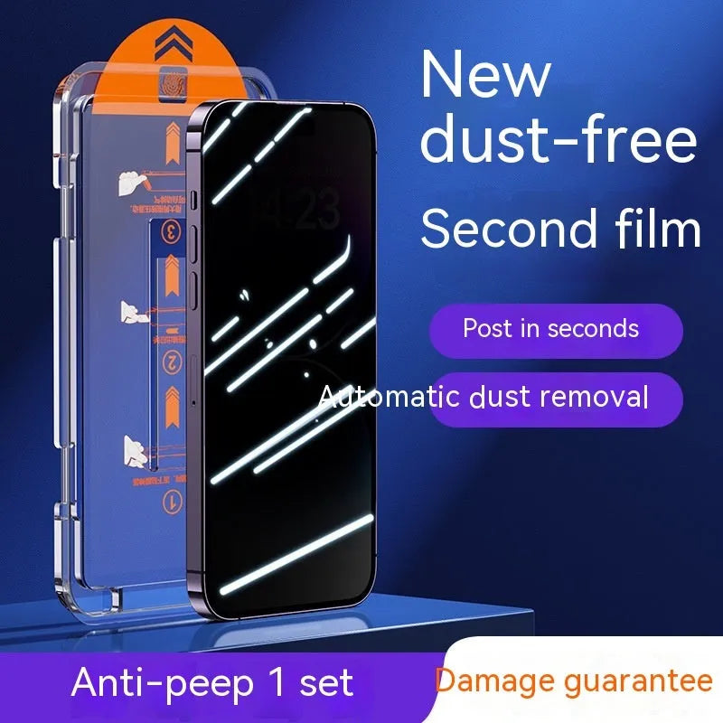 Two-pack of tempered glass iPhone screen protectors in HD clear and privacy peep-proof options.