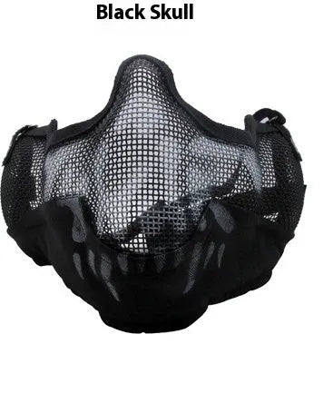 Tactical carbon steel face mask in camouflage pattern for outdoor collision protection