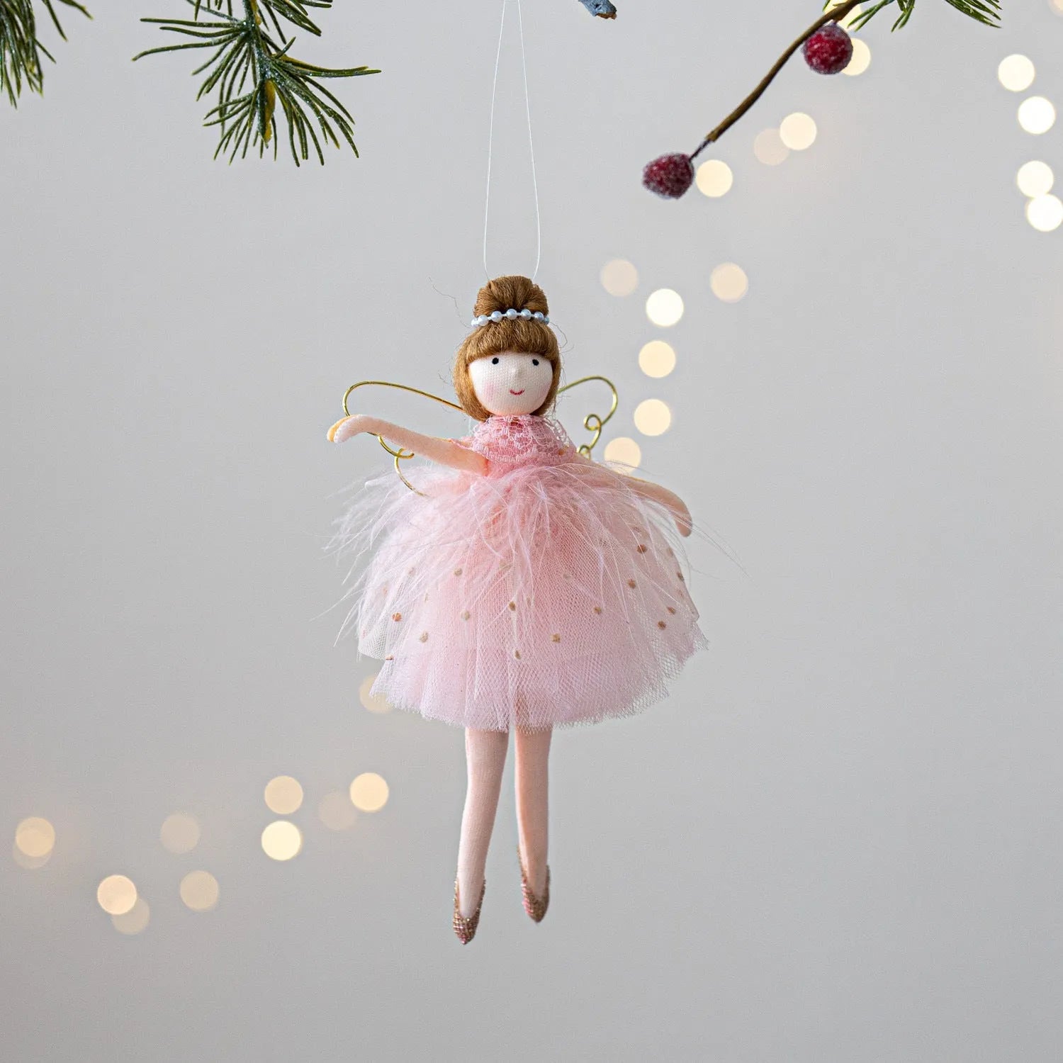Pink and white cloth ballet girl angel plush doll pendant ornament with modern simplicity design