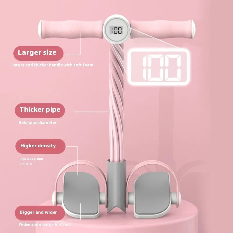 Blue portable intelligent foot pedal pull device with bold tubes, made of ABS plastic for home fitness.