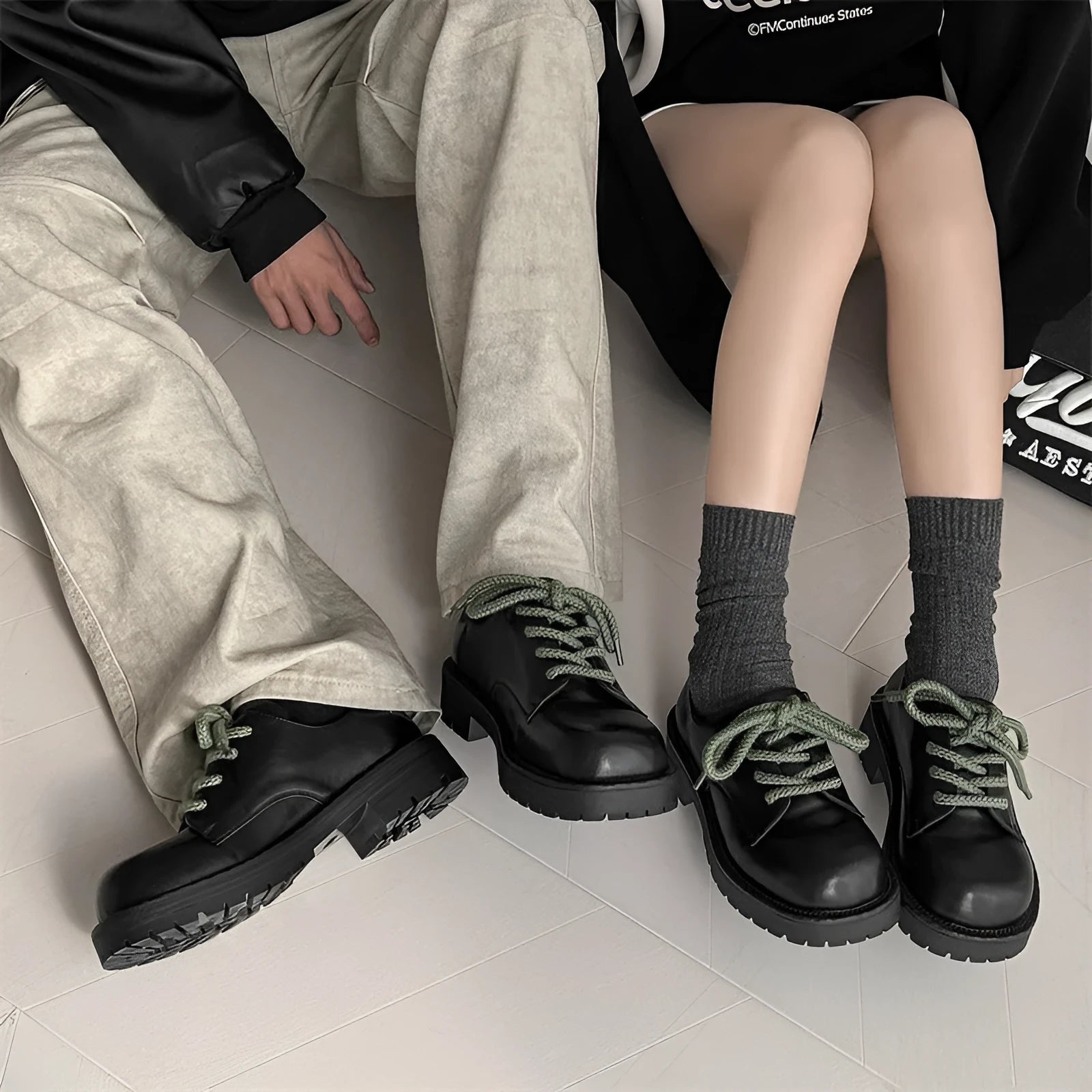 Men's derby style platform shoes with a microfiber upper and rubber sole.