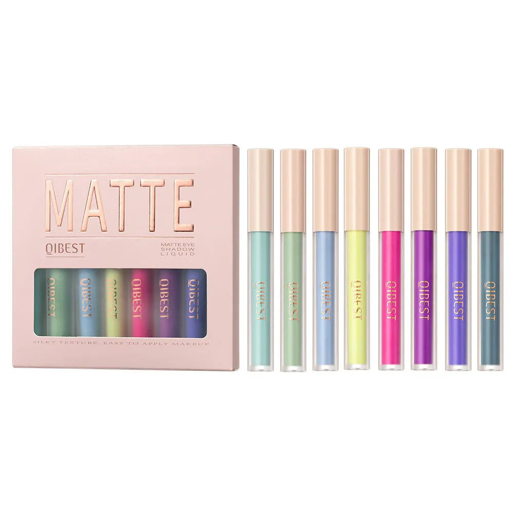 Matte liquid eyeshadow set with eight 2g tubes in khaki earth-tone shade for punk and everyday eye makeup