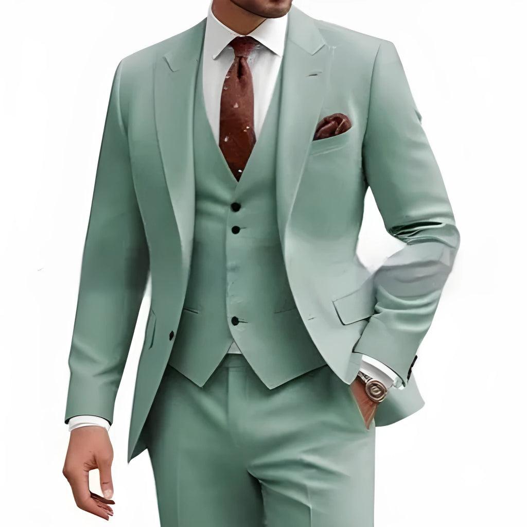 Men's slim fit three-piece suit in chemical fiber acetate blend fabric for business and wedding occasions