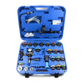 28-piece automotive radiator pressure tester kit with vacuum purge and refill equipment