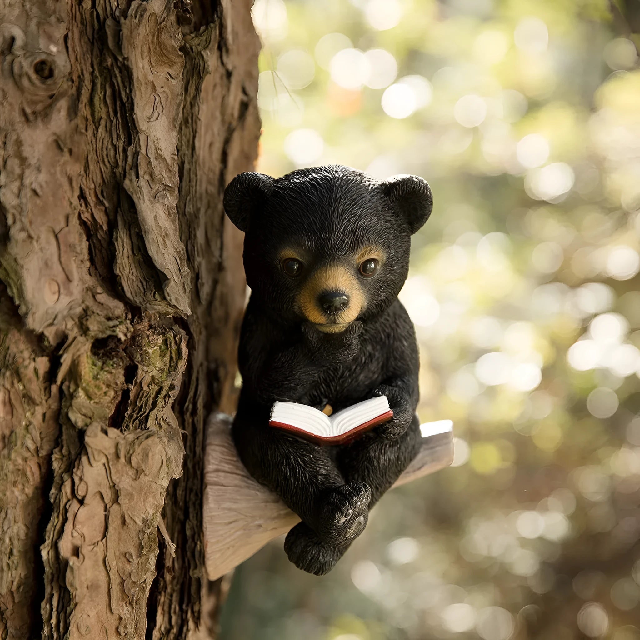 Black bear solar light ornament made of synthetic resin in modern simplicity style for garden pathways