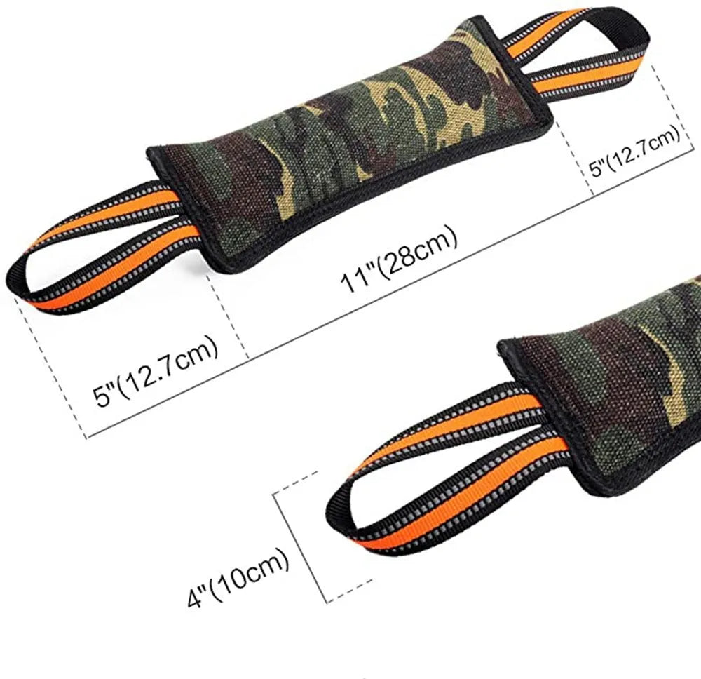 55cm long woven jute dog training bite stick with reflective yellow edge stitching