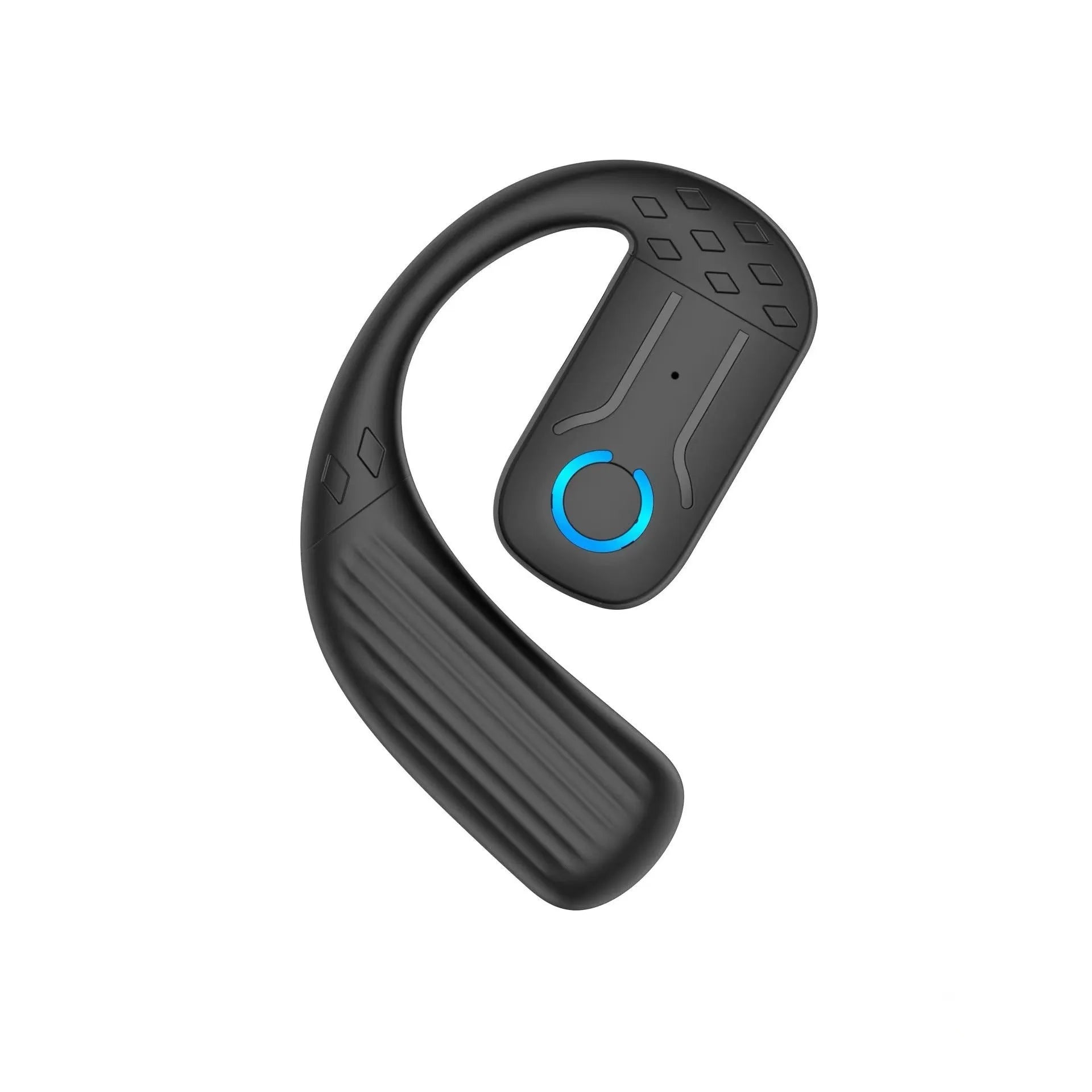Rotating digital display bone conduction Bluetooth headset in black with ear hook design
