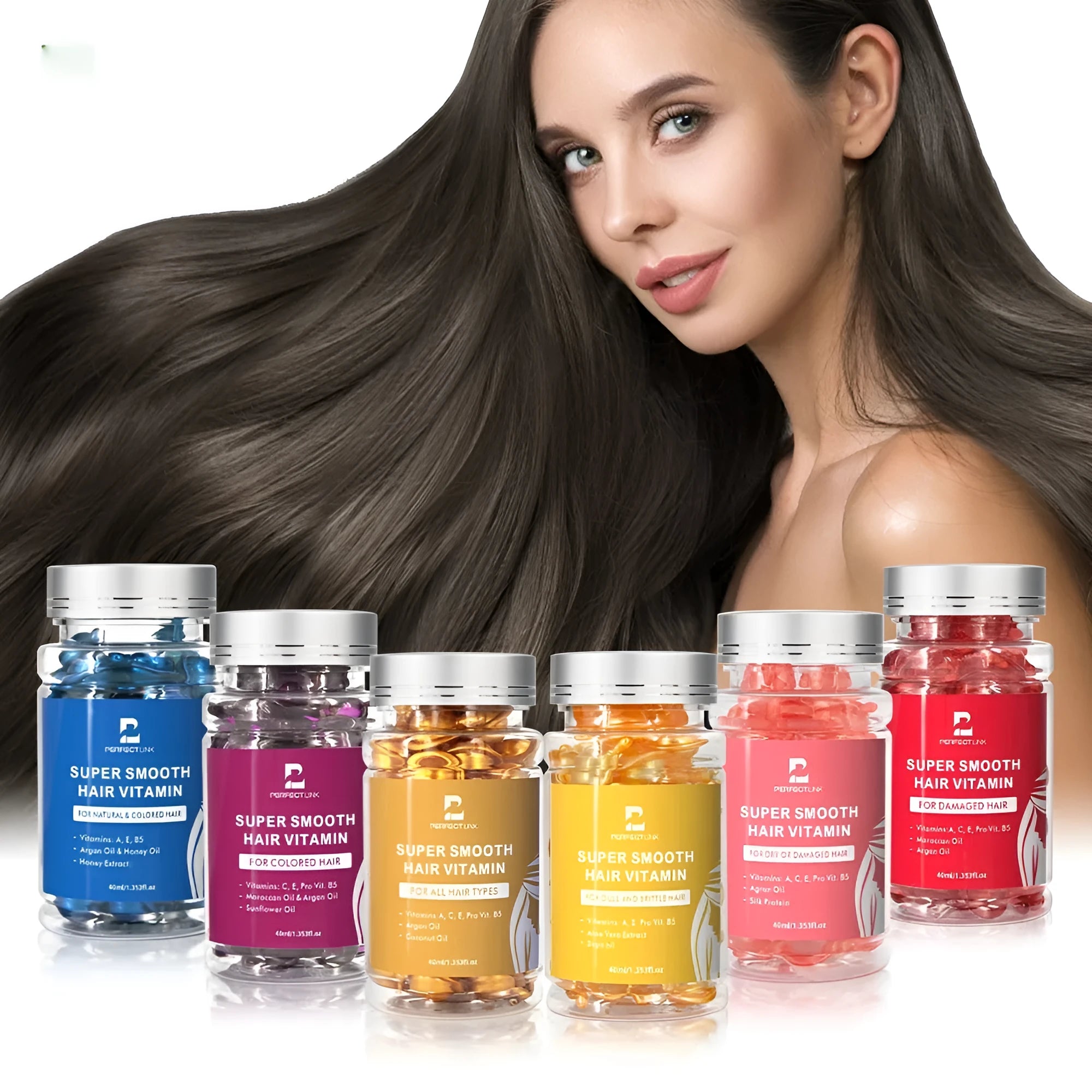 40ml hair care essential oil bottle in six colour variants for frizzy hair treatment