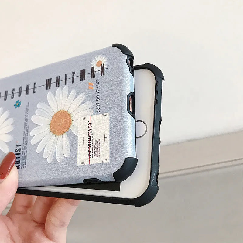 Samsung Daisy TPU phone case back cover with daisy decal in Japanese Korean style, Blue colour, fitted on a Samsung phone