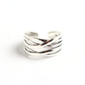 Women's S925 sterling silver ring with vintage weave pattern in retro silver colour