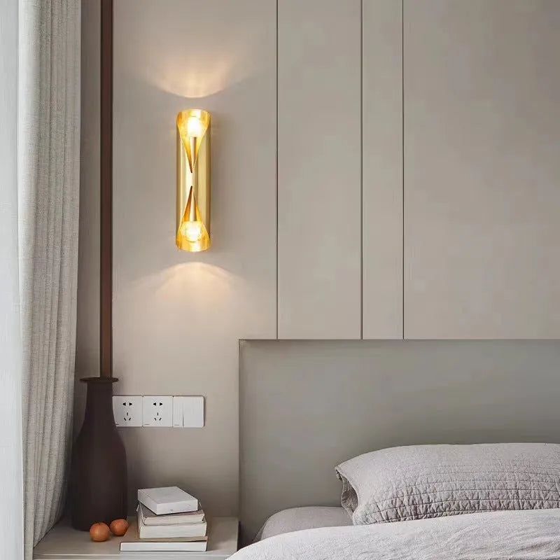 Copper wall lamp 23 × 5.5cm with warm light, 220V, modern simplicity style, for indoor wall use