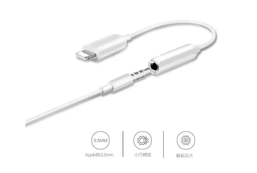 White Lightning to 3.5mm audio adapter for iPhone 7 and compatible models
