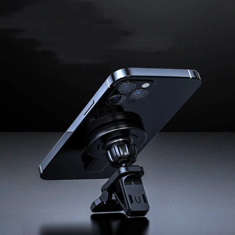Compact magnetic wireless phone charger in black colour with charging cable
