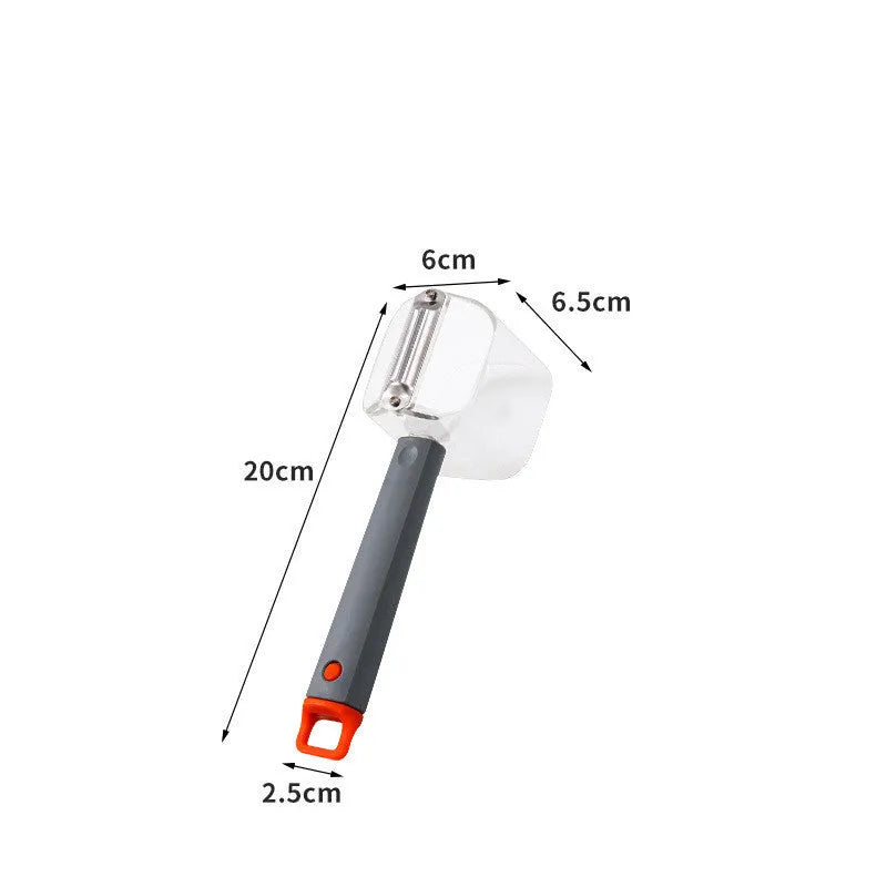 A stainless steel single-head kitchen peeler with a coloured PP plastic handle.