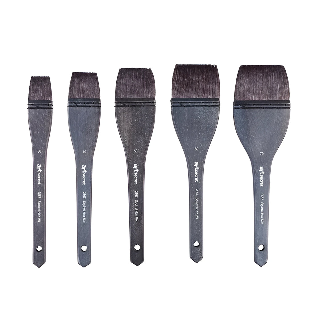Grey squirrel hair makeup brush with wooden handle showing soft natural bristles