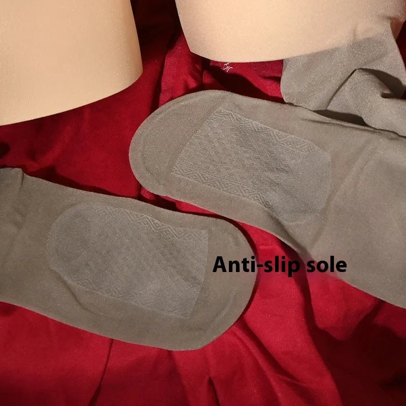 Men's thin transparent stockings in black, skin colour, gray and brown showing jumpsuit length design